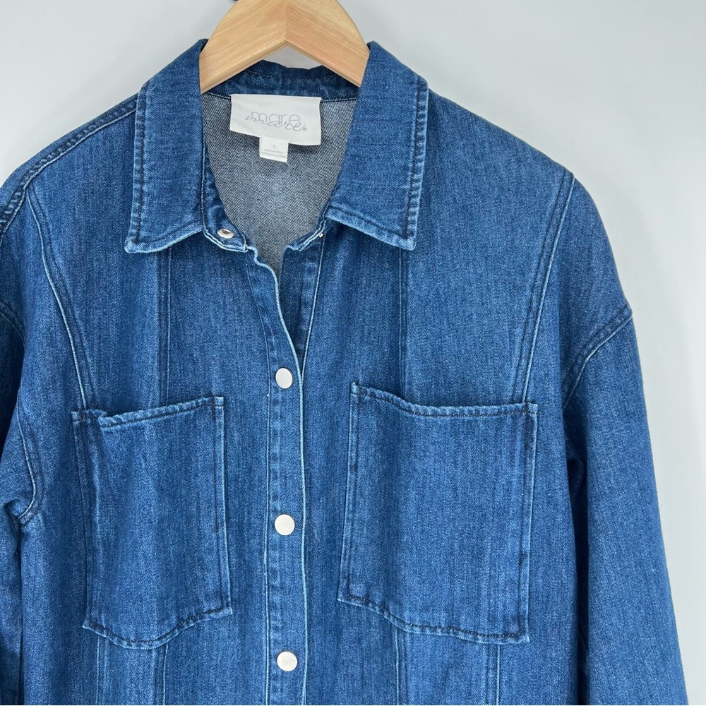 Anthropologie Mare‎ Mare Denim Button-Up Shirt Dress Large Long Sleeve - Picture 7 of 15